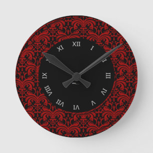 Horloge Ronde Big Bold Damask (Red)