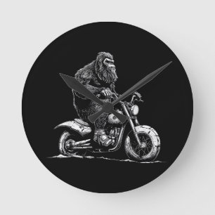 Horloge Ronde Bigfoot équitation Un Vélo Moto Drôle Sasquatch M