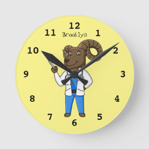 Horloge Ronde Bighorn sheep doctor cartoon illustration