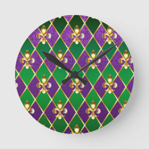 Horloge Ronde Bijoux Fond Mardi Gras