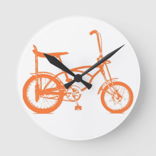 Horloge Ronde Bike de banane rétro Orange Krate