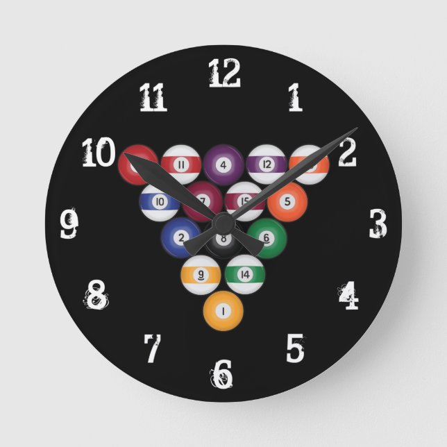 Horloge Ronde Billiards / Pool Balls : Wall Clock (Recto)