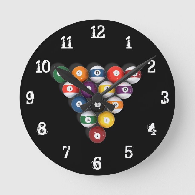 Horloge Ronde Billiards / Pool Balls : Wall Clock (Recto)