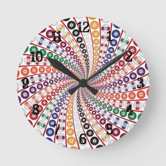 Horloge Ronde Billiards / Pool Balls : Wall Clock (Recto)