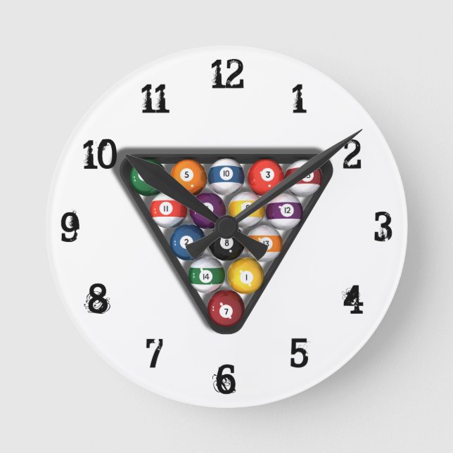 Horloge Ronde Billiards / Pool Balls : Wall Clock (Recto)