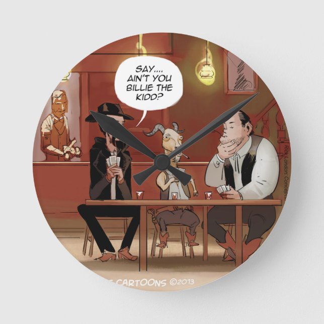 Horloge Ronde Billy L'Enfant ? Drôle dessin de chèvre (Recto)