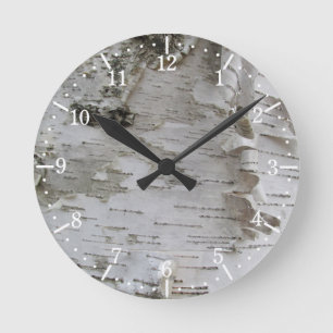 Horloge Ronde Birch Tree Bark Peeled Old Photo Art