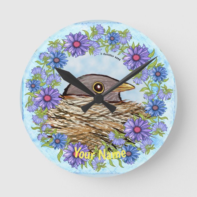 Horloge Ronde Bird in Nest clock (Recto)