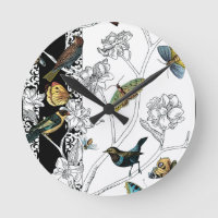 Birds and Butterfly on a Black & White Background