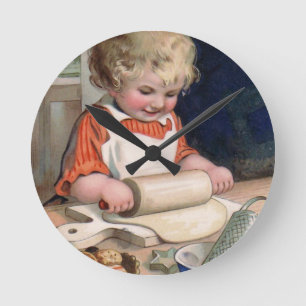 Horloge Ronde Biscuits de cuisson de petite fille