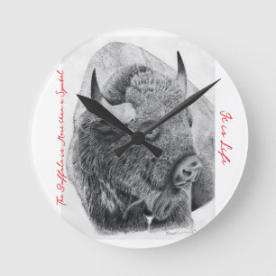 Horloge Ronde Bison d'Amérique