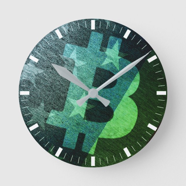 Horloge Ronde Bitcoin Amérique ₿ (Vert) (Recto)