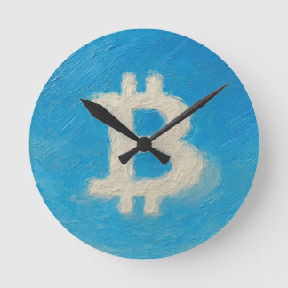 Horloge Ronde Bitcoin Blue Sky (Oil, Style: 1)