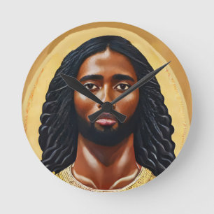 Horloge Ronde Black African Jésus Christ Art religieux