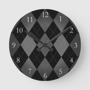 Horloge Ronde Black and charcoal Gray Argyle