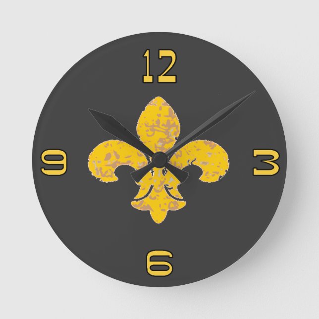 Horloge Ronde Black and Gold Fleur de Lis (Recto)