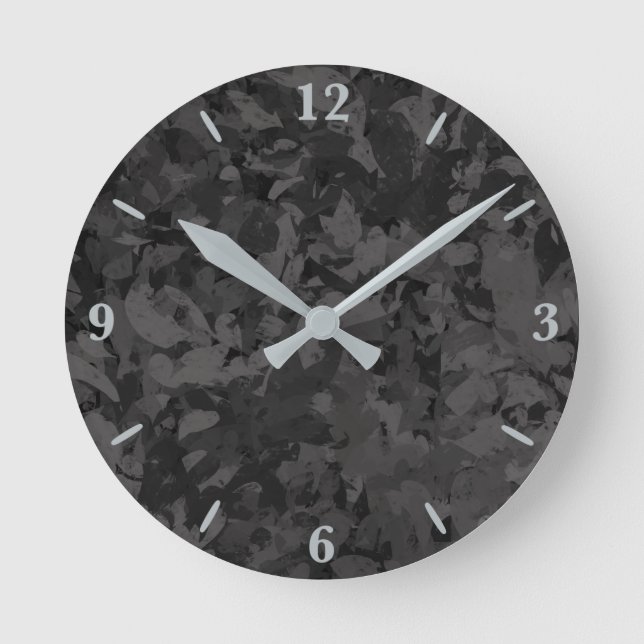 Horloge Ronde Black And Gray Abstract Graphic Art Design (Recto)