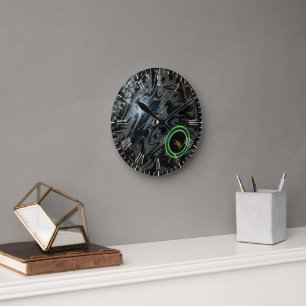 Horloge Ronde Black and Grey Lawn Bowl, Wall Clock