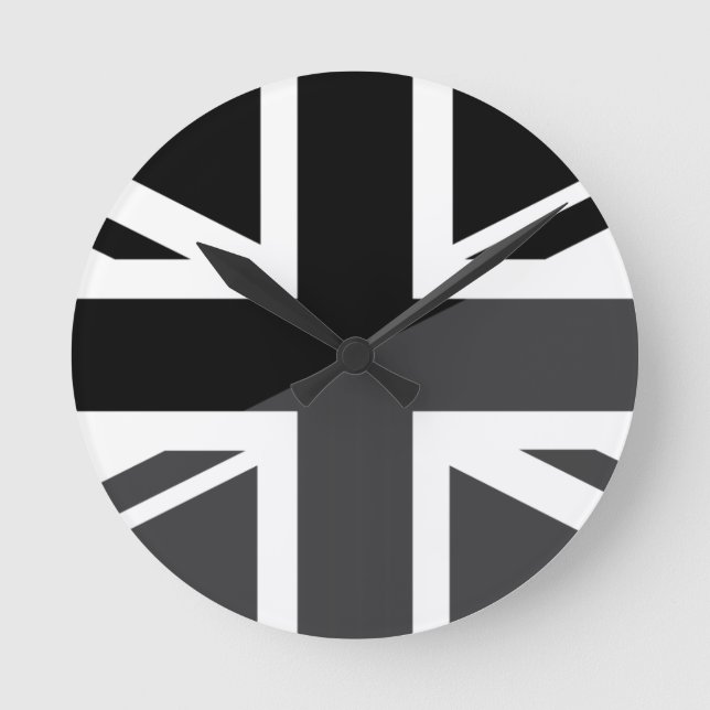 Horloge Ronde Black and grey Union Jack British(UK) Flag (Recto)