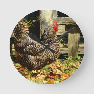 Horloge Ronde Black and white chicken