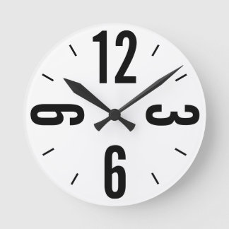 Horloge Ronde Black and white large numbers