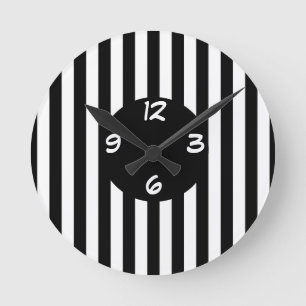 Horloge Ronde Black and white stripes Round Clock