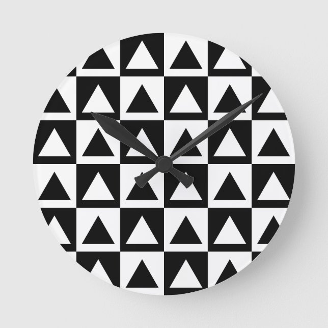 Horloge Ronde Black and White triangle geometric shape pattern (Recto)
