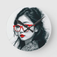 Black Blanc Asiatique Portrait Lèvres Rouges Et Ve