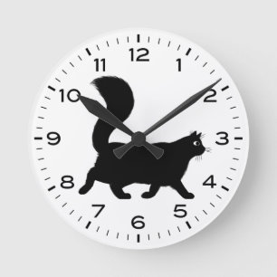 Horloge Ronde Black Cat with Fluffy