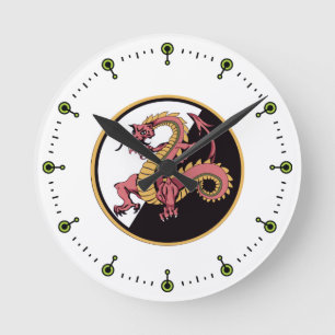 Horloge Ronde Black Chinese Dragon