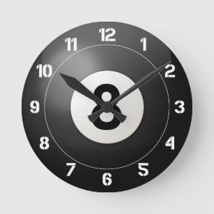 Horloge Ronde Black Eight Ball
