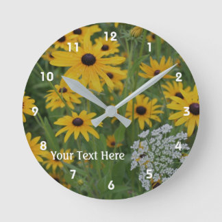 Horloge Ronde Black Eyed Susan et Queen Anne's Lace Flowers