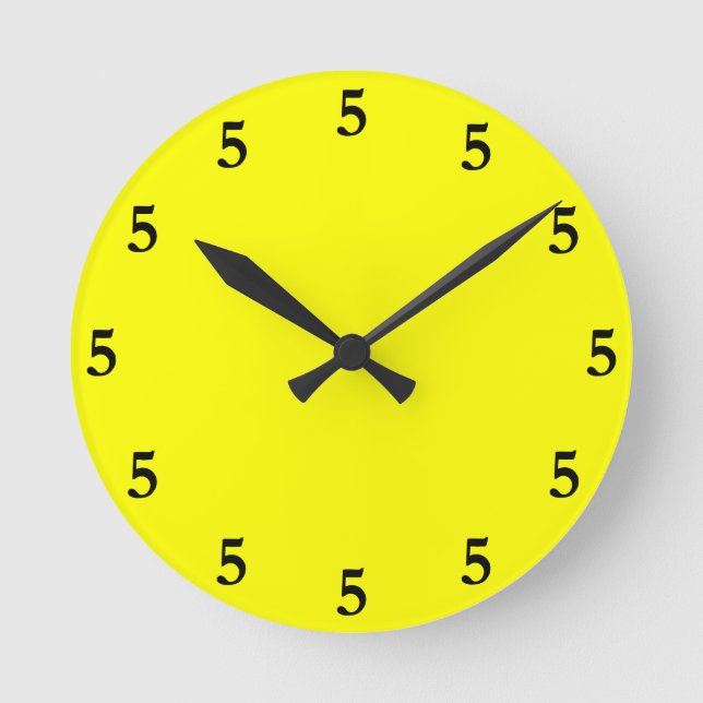 Horloge Ronde Black Five oClock Somewhere on Yellow (Recto)