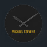 Horloge Ronde Black Gold Color Professional Ajouter un nom<br><div class="desc">Cette modèle est idéale pour ceux qui recherchent un design élégant,  simple mais frappant.</div>