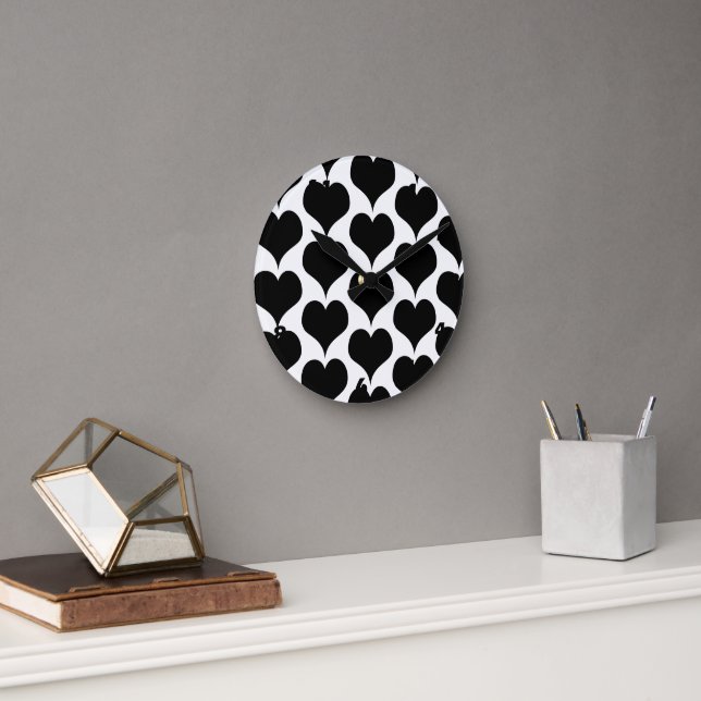 Horloge Ronde Black Hearts Design (Bureau)