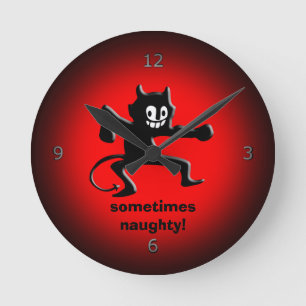 Horloge Ronde Black Horned Imp, Pointed Tail, parfois vilain