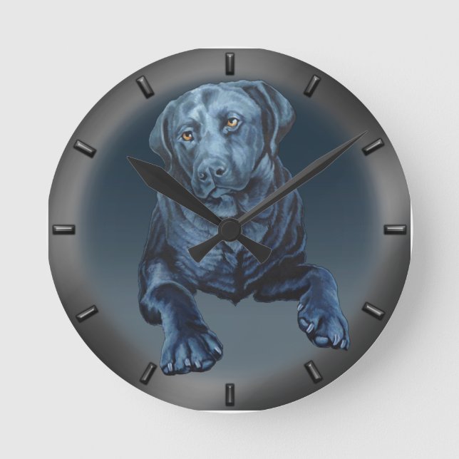 Horloge Ronde Black Lab Labrador Retriever Wall Clock (Recto)