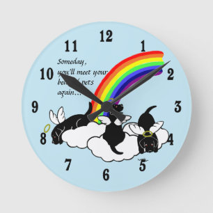 Horloge Ronde Black Labrador Angels Rainbow Bridge