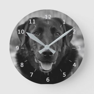 Horloge Ronde Black Labrador Photo Animaux de compagnie Chien Ca