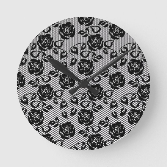 Horloge Ronde Black lace pattern on white background (Recto)