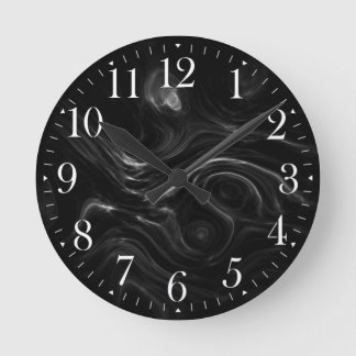 Horloge Ronde Black Plasma Energy Abstract Art Wall Clock