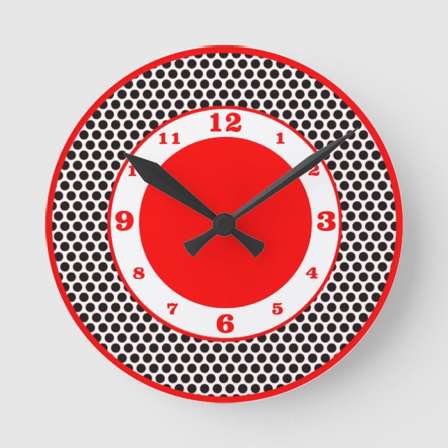 Horloge Ronde Black Polka Dots (Recto)