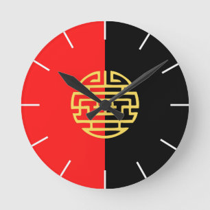 Horloge Ronde Black red yellow