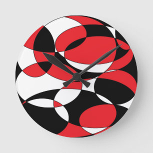 Horloge Ronde Black, white and red ellipticals