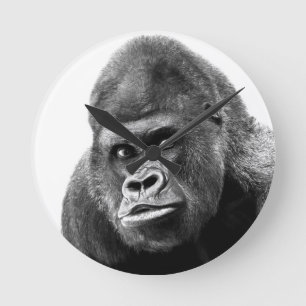 Horloge Ronde Black White Gorilla