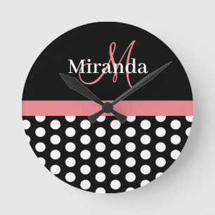 Horloge Ronde Black White Pink Monogram