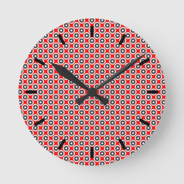 Horloge Ronde Black White Red Grey (Recto)
