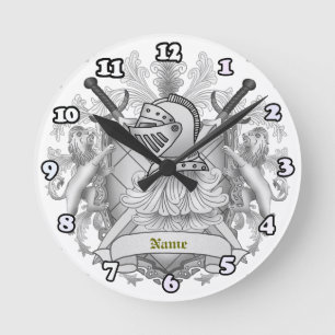 Horloge Ronde Blason de famille Gray Knight Nom de famille