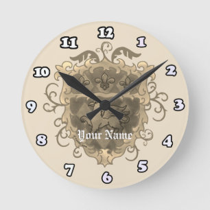 Horloge Ronde Blason de famille Griffon Nom de famille