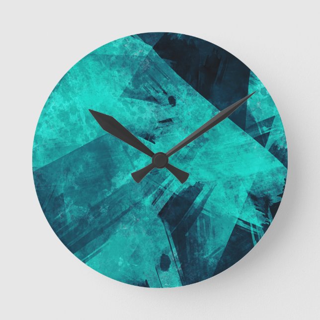 Horloge Ronde Bleu Abstrait Irrégulier Cool (Recto)